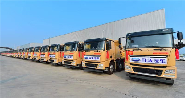 获深圳最大批量纯电动泥头车订单，开沃首批300台坪山基地交付