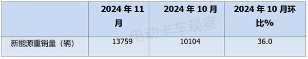 2024年11月新能源轻卡：远程夺冠